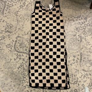 Cleobella Danika Black and Cream Checkered Knit cover-up/Dress